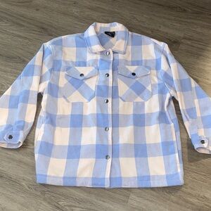 HFX Blue and White Plaid Flannel Jacket